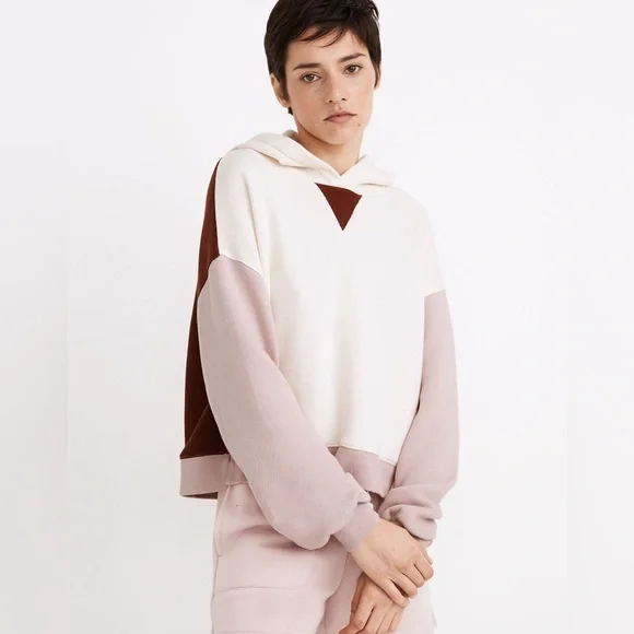 MADEWELL MWL Airyterry Hoodie Sweatshirt and Shorts Set in Colorblock - Picture 5 of 9